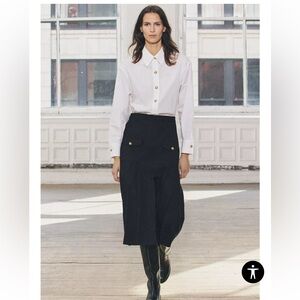 Zara White and Black Midi Dress